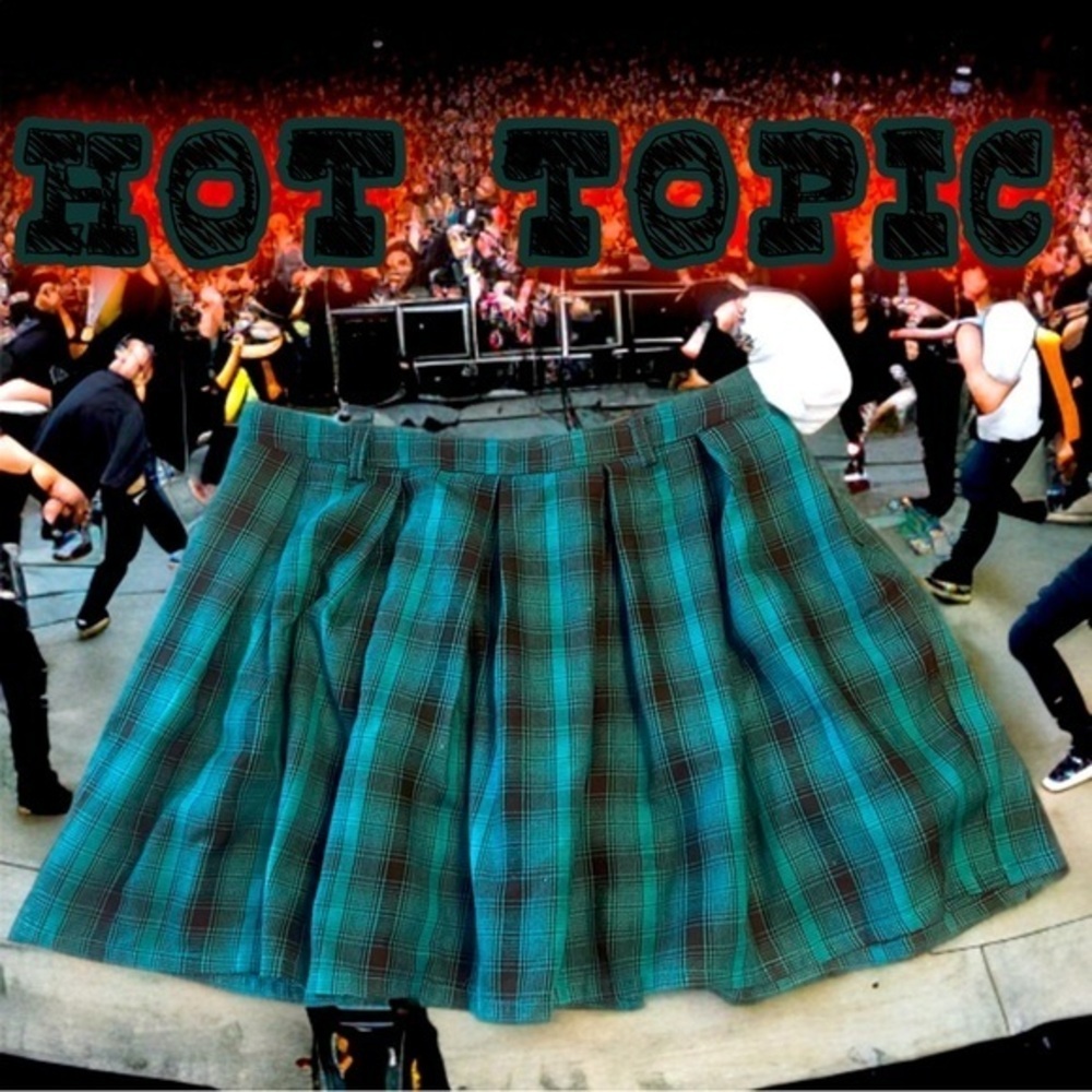 Hot Topic Blue Plaid Pleated Academia Skirt Medium 🔥EUC🔥​